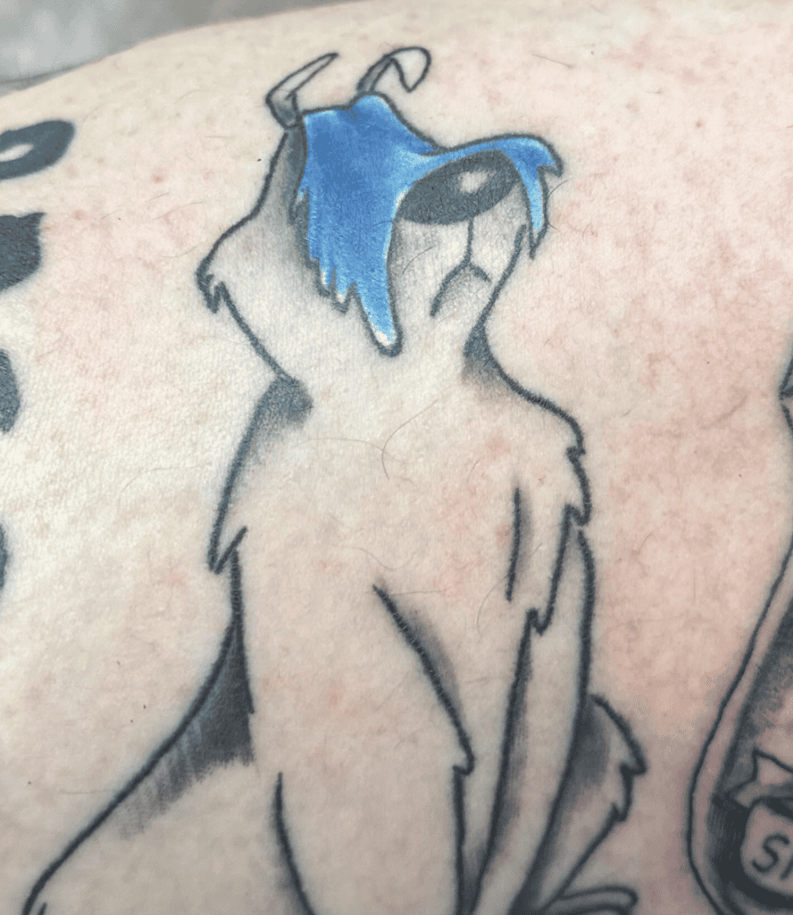 Sam Sheepdog Blue Looney Tunes Tattoo