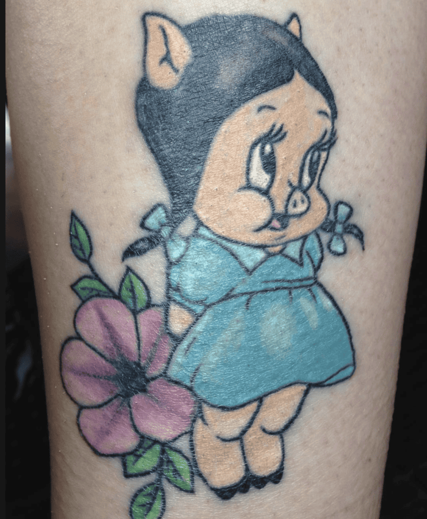 Petunia Pig Flowers Looney Tunes Tattoo