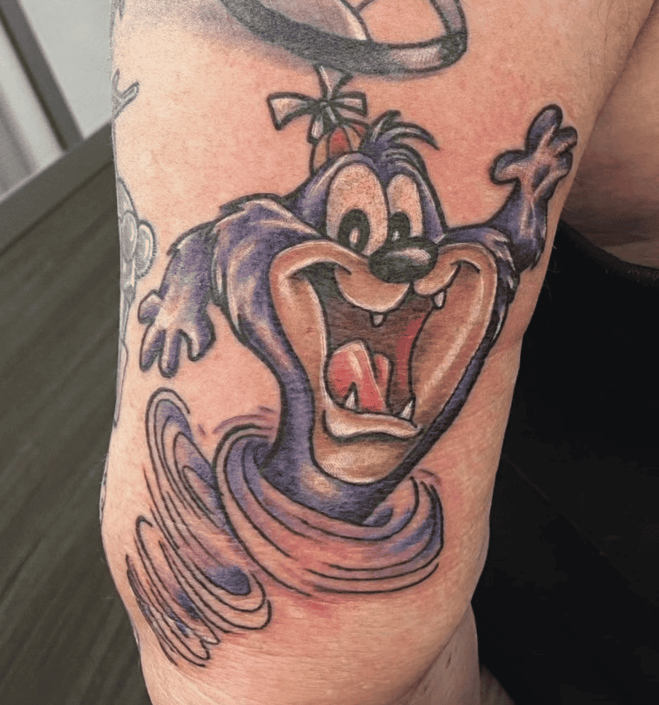 Dizzy Devil Spin Looney Tunes Tattoo
