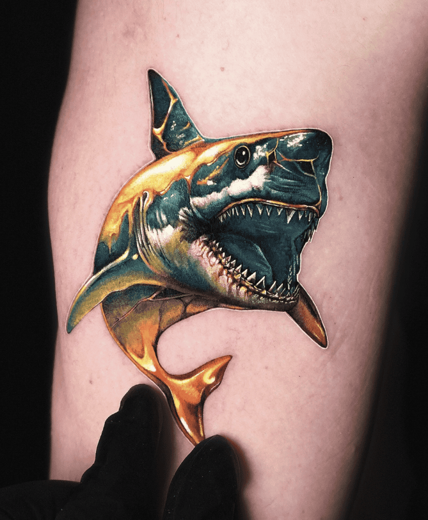 Great White Shark Gold Tattoo