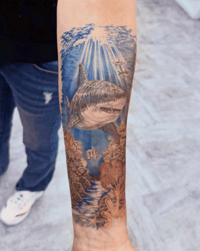 Great White Shark Reef Tattoo