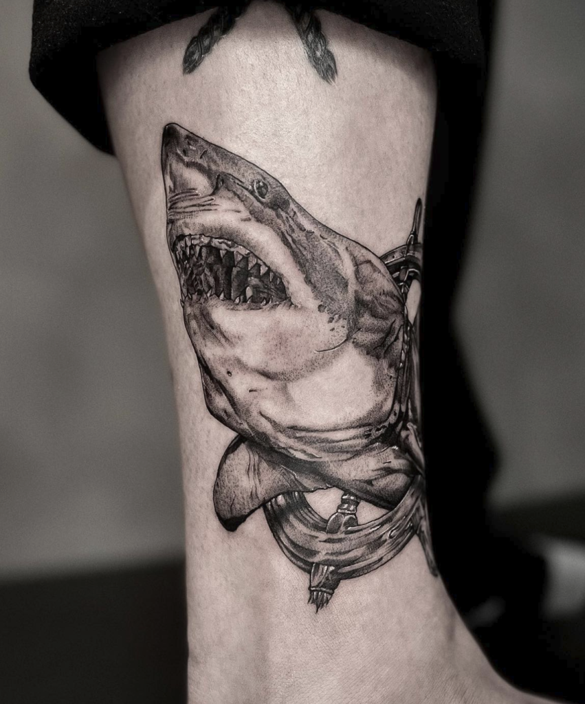 Megalodon Anchor Shark Tattoo