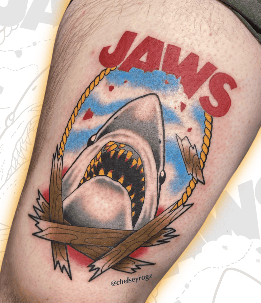 Jaws Wood Shark Tattoo
