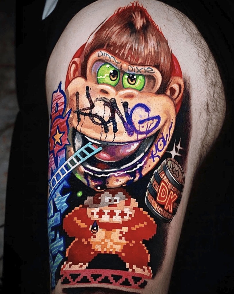 Donkey Kong Spray Tattoo