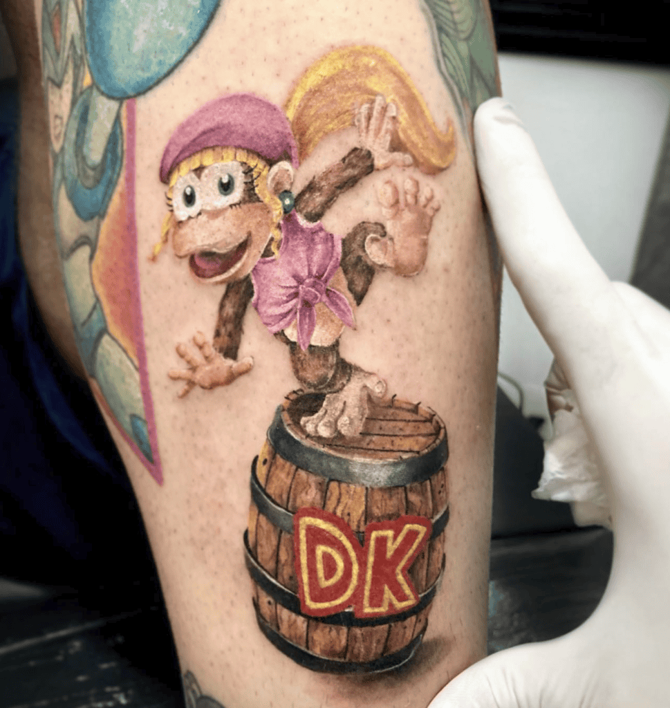 Dixie Kong Barrel Donkey Kong Tattoo