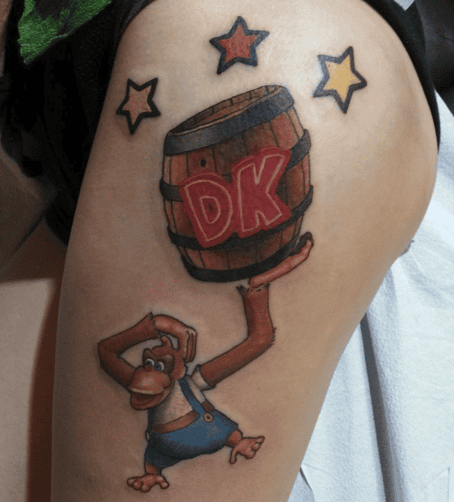 Lanky Kong Barrel Donkey Kong Tattoo
