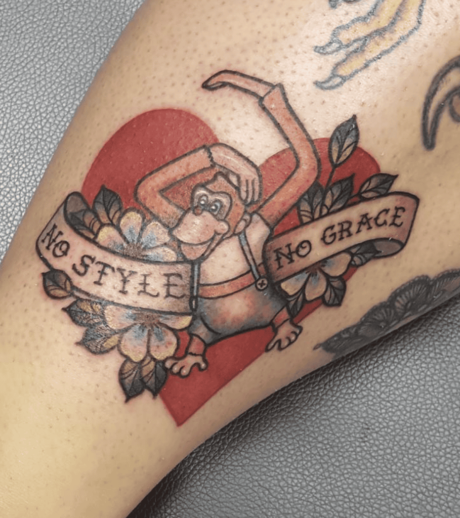 Lanky Kong Heart Donkey Kong Tattoo