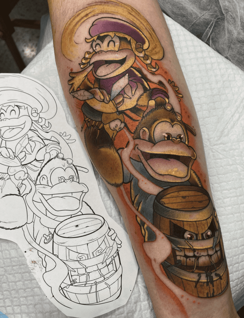Kiddy Kong Dixie Donkey Kong Tattoo