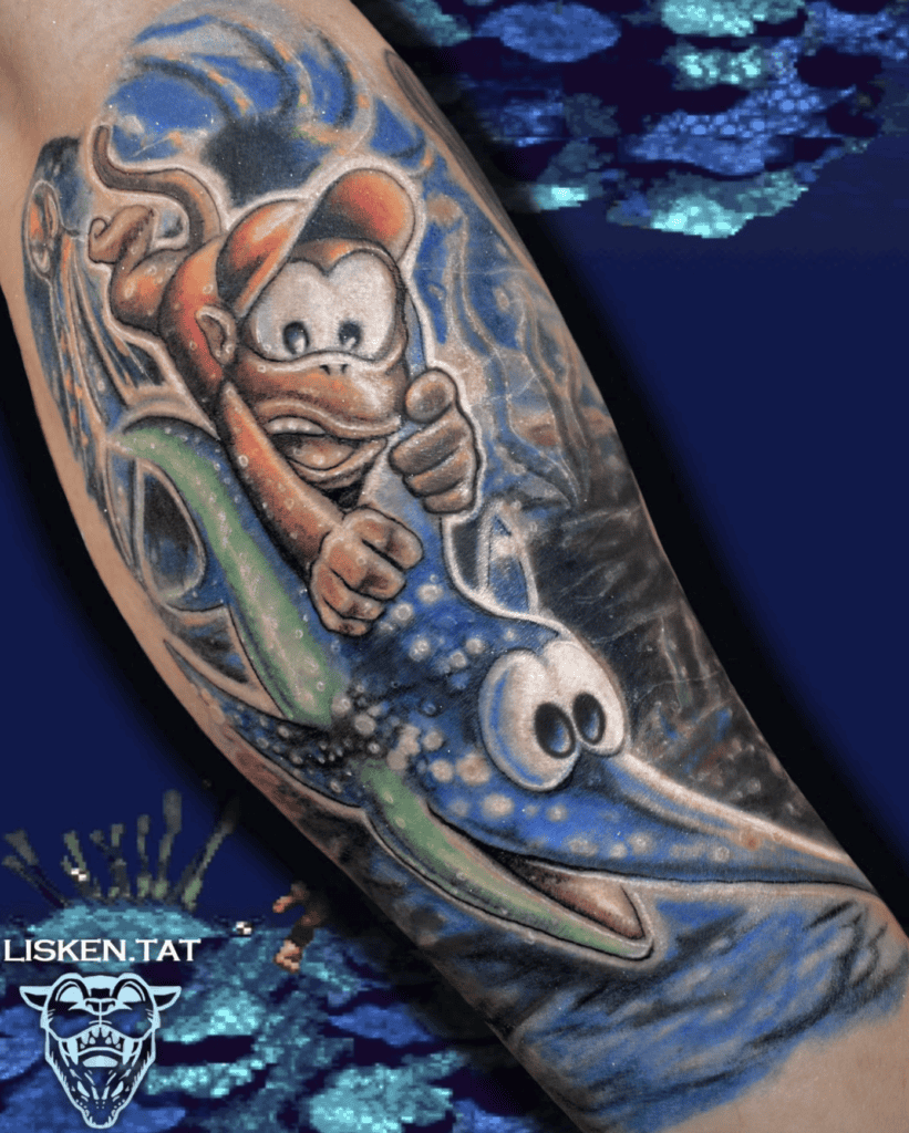 Enguarde Diddy Donkey Kong Tattoo