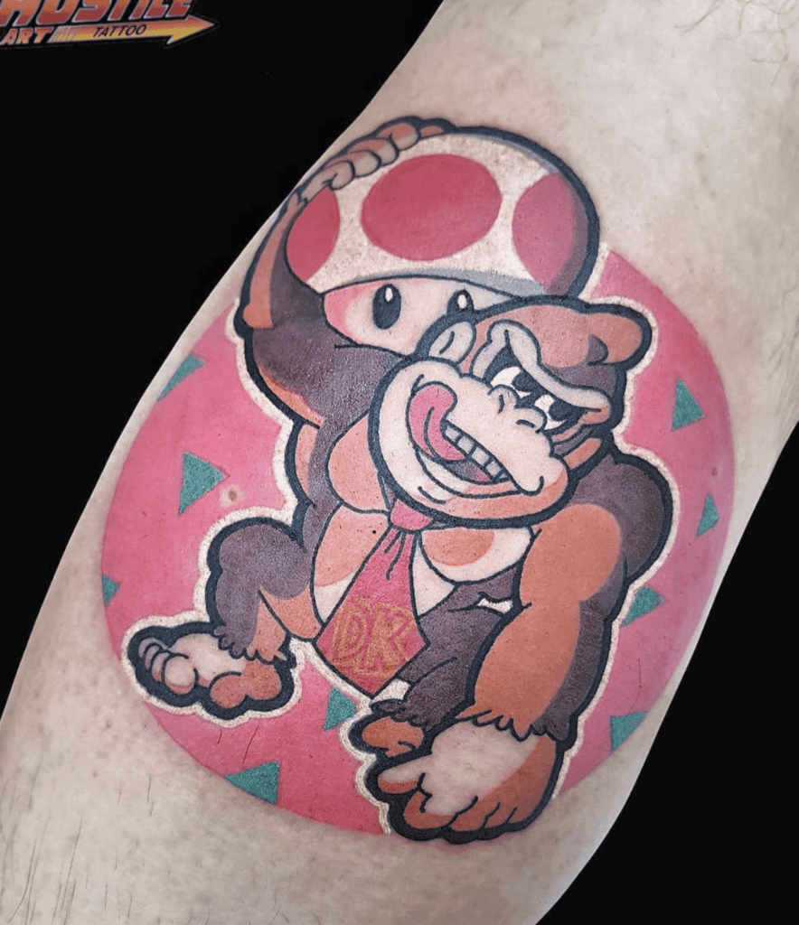 Mario X Donkey Kong Mushroom Tattoo