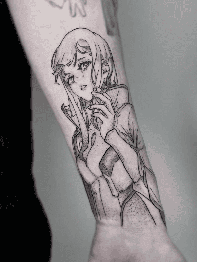 Lucy Kushinada Smoke Cyberpunk Edgerunners Tattoo