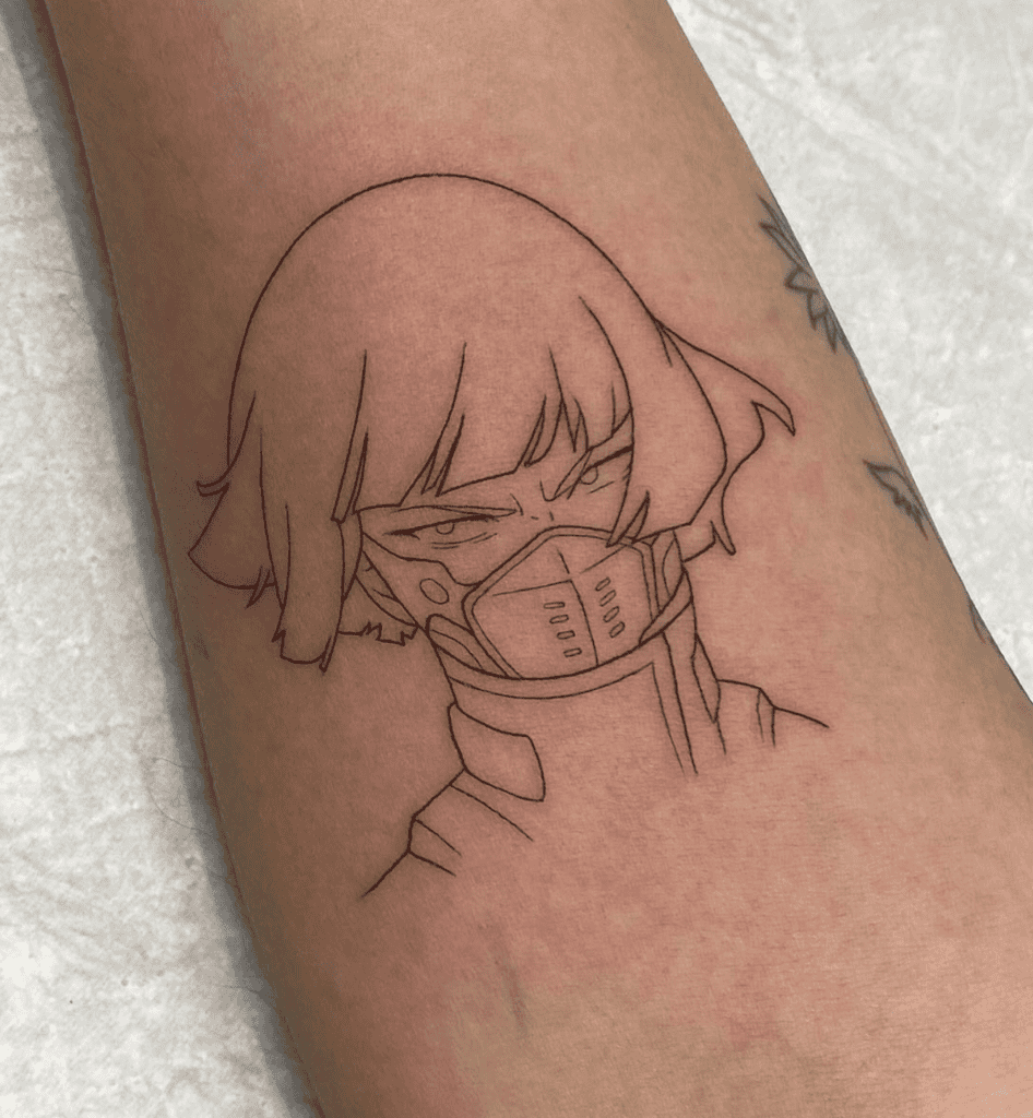 Kiwi Angry Cyberpunk Edgerunners Tattoo