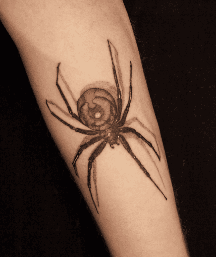 Black Widow Crawl Spider Tattoo
