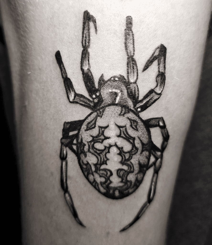 Marbled Orb-Weaver Crawl Spider Tattoo