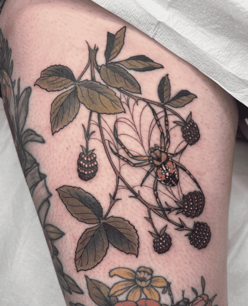 Garden Spider Berries Tattoo