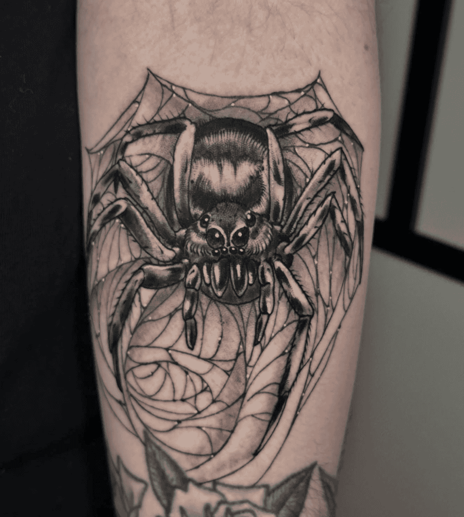 Wolf Spider Web Tattoo