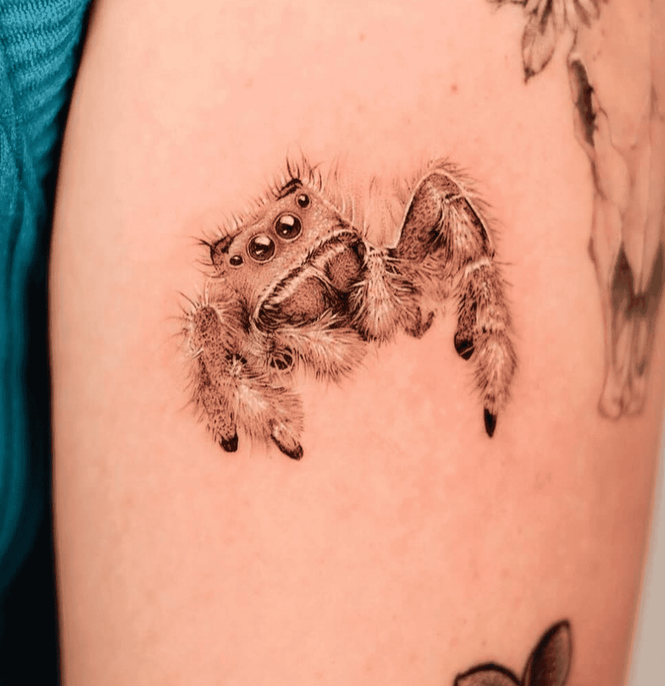Jumping Spider Cute Tattoo