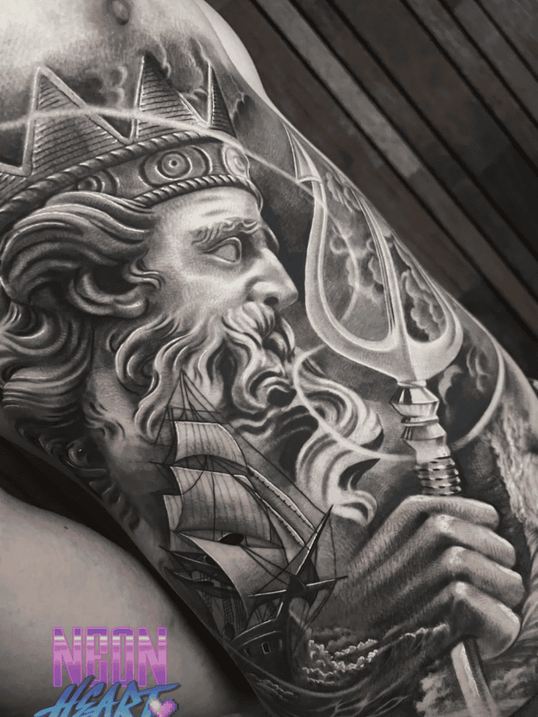 Neptune Trident Roman Mythology Tattoo