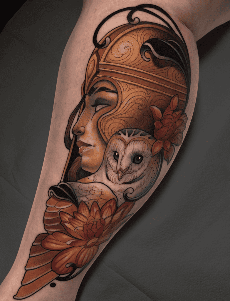 Minerva Owl Roman Mythology Tattoo