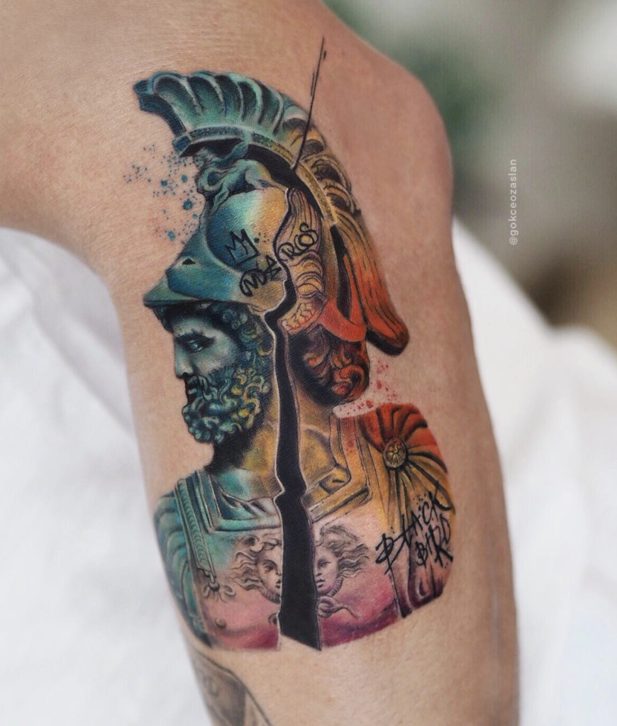 Mars Statue Roman Mythology Tattoo