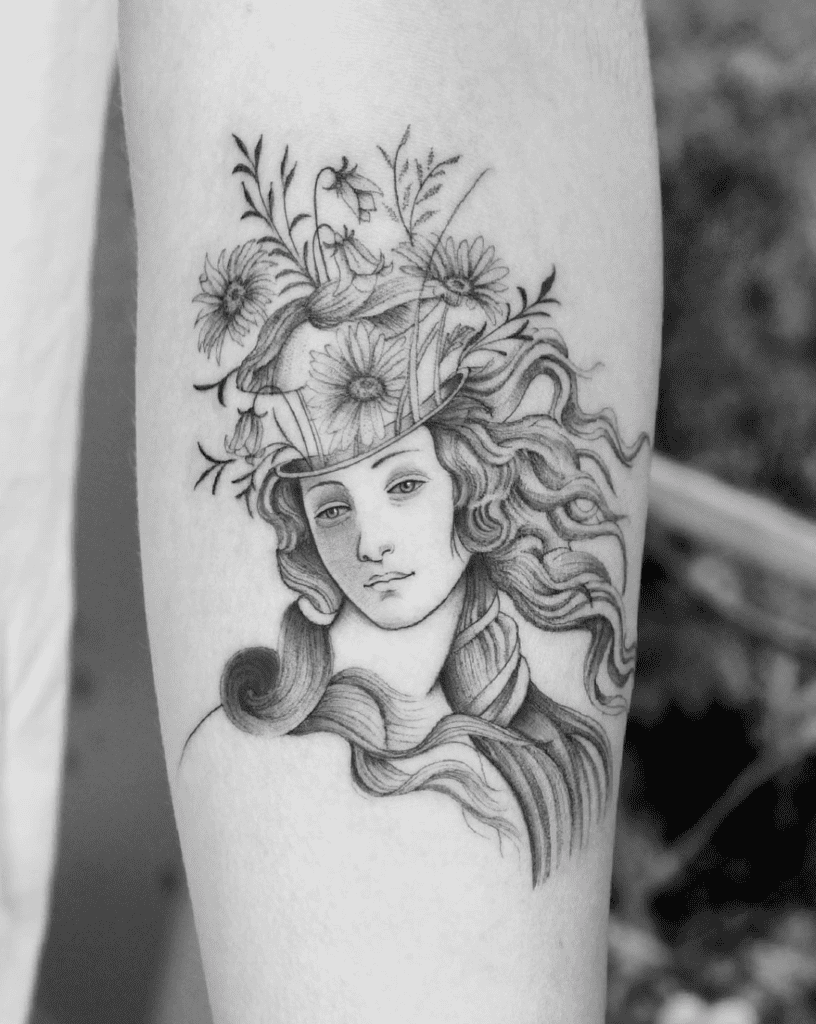 Venus Flowers Roman Mythology Tattoo
