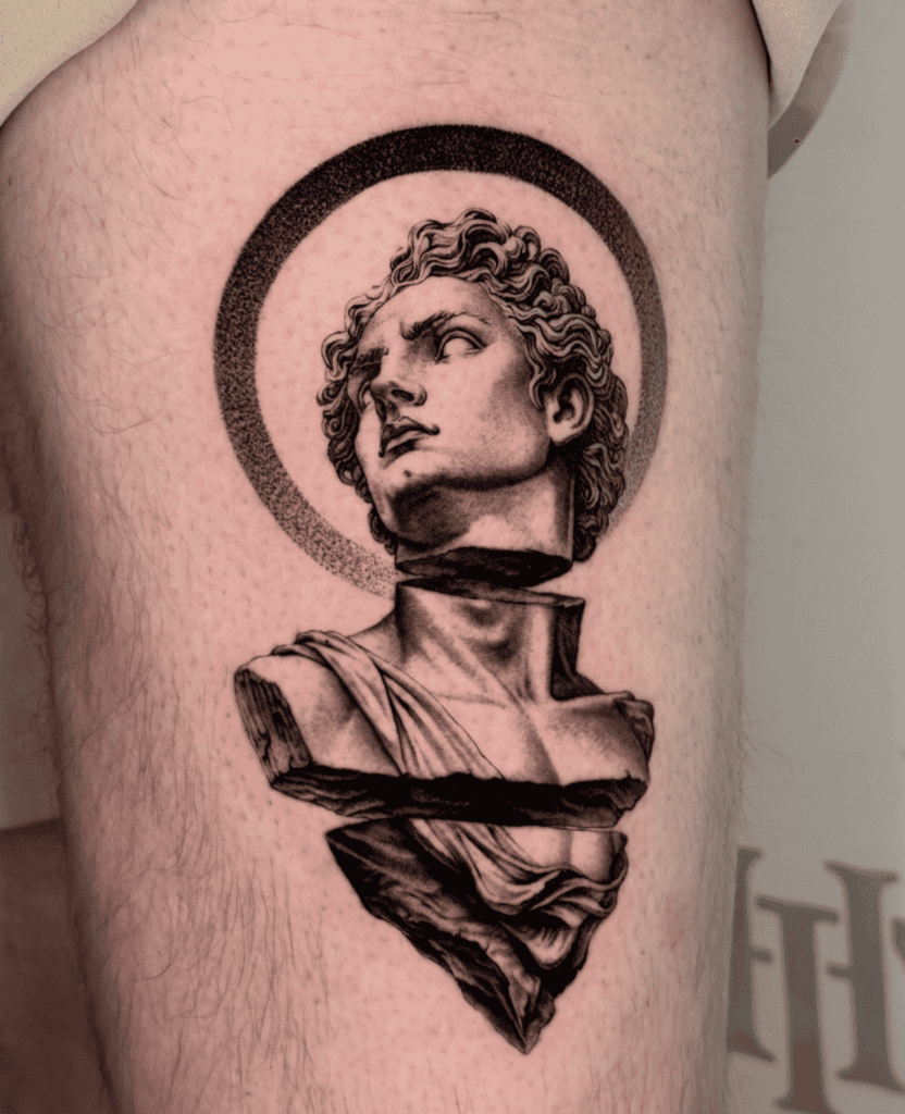 Apollo Bust Roman Mythology Tattoo