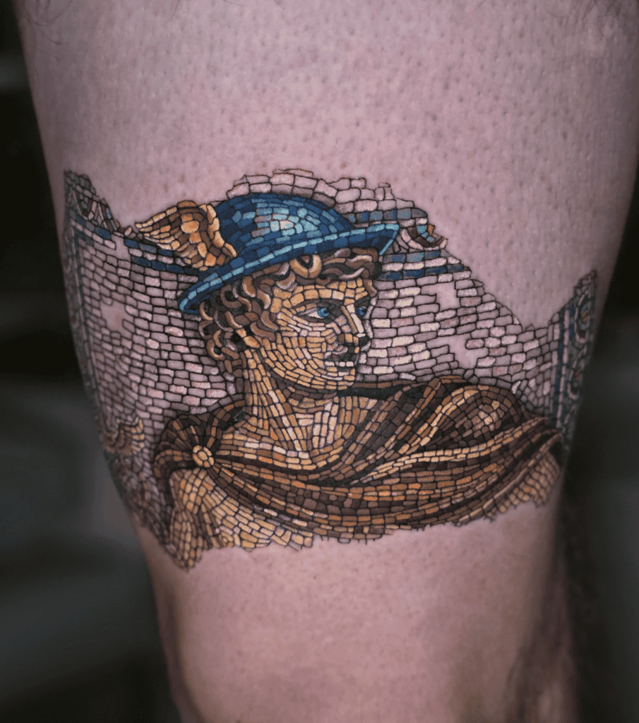 Mercury Mosaic Roman Mythology Tattoo