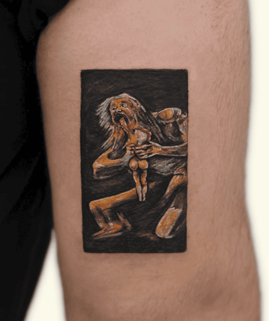 Saturn Frame Roman Mythology Tattoo