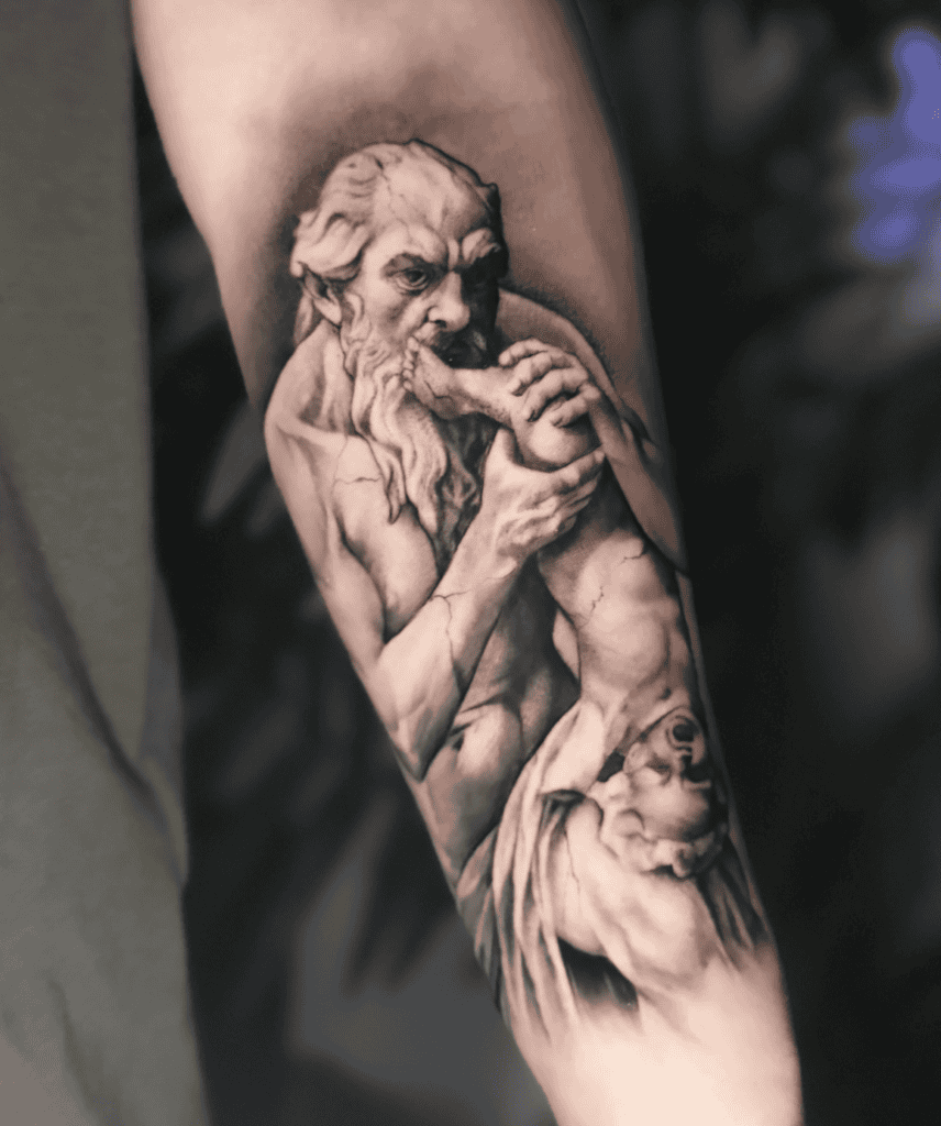 Saturn God Roman Mythology Tattoo