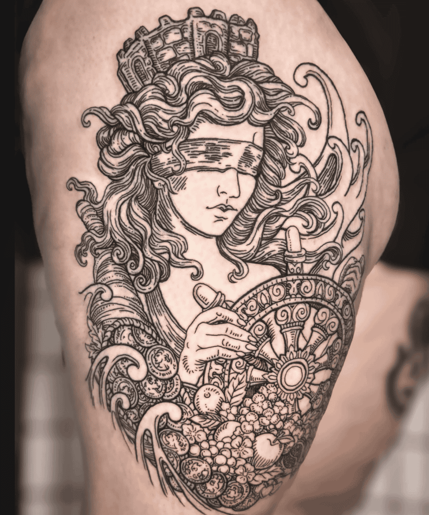 Fortuna Shield Roman Mythology Tattoo