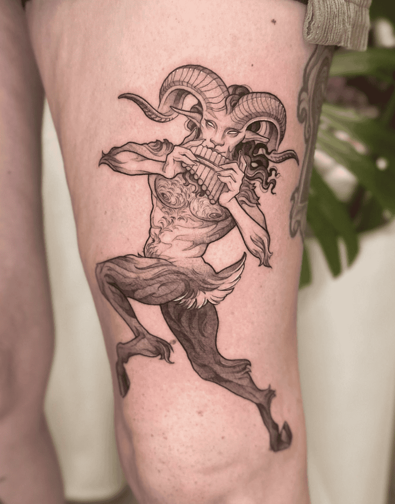 Faun Flute Roman Mythology Tattoo