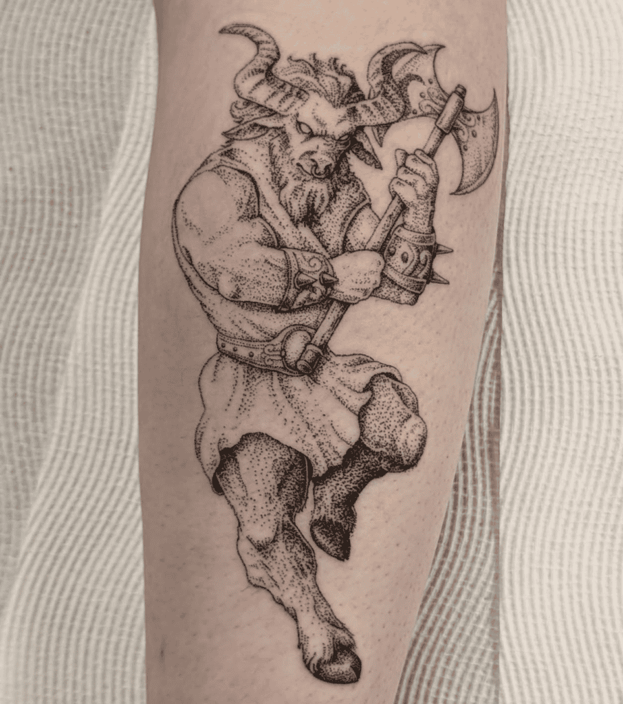 Minotaur Axe Roman Mythology Tattoo