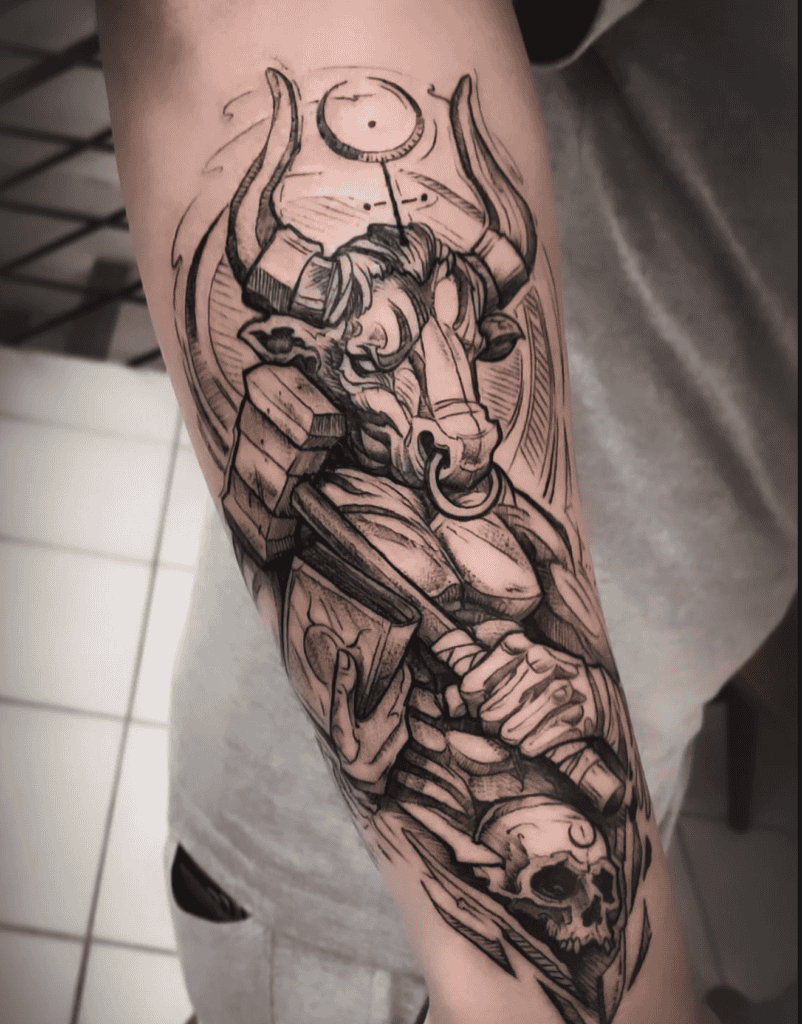Minotaur Roman Mythology Tattoo