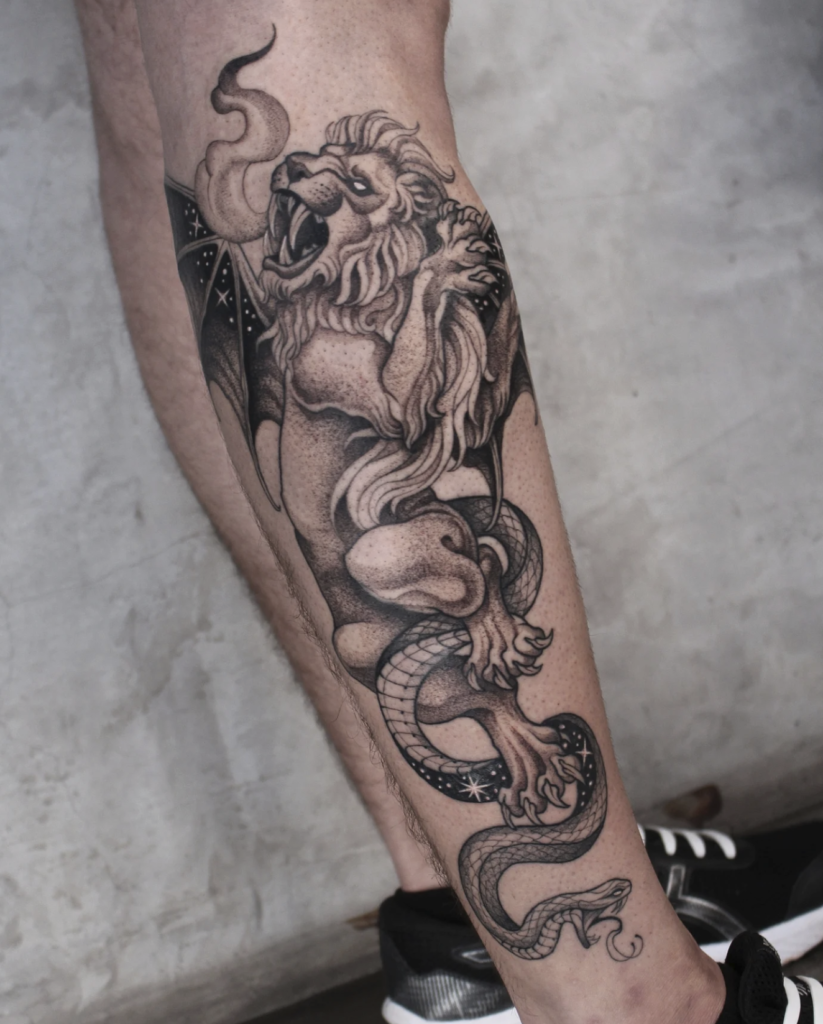 Chimaera Fierce Roman Mythology Tattoo