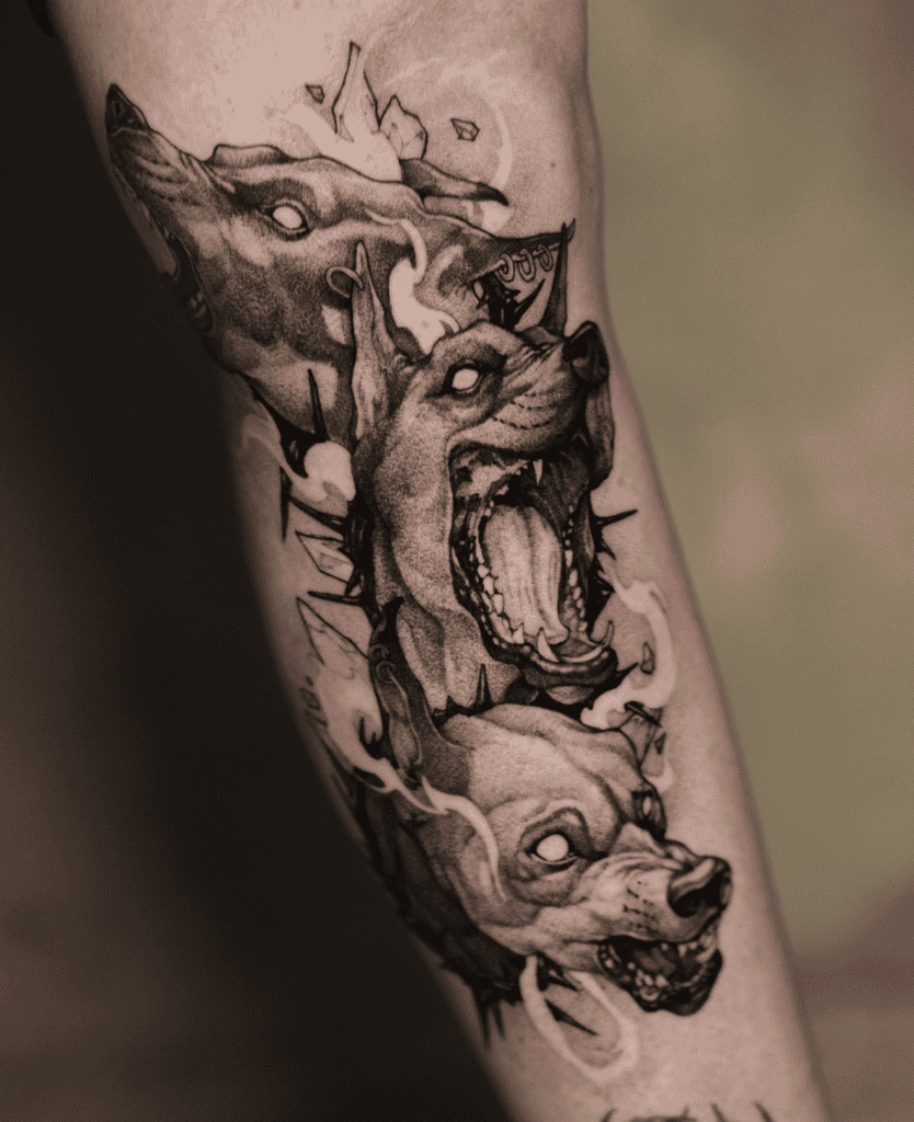 Cerberus Fierce Roman Mythology Tattoo