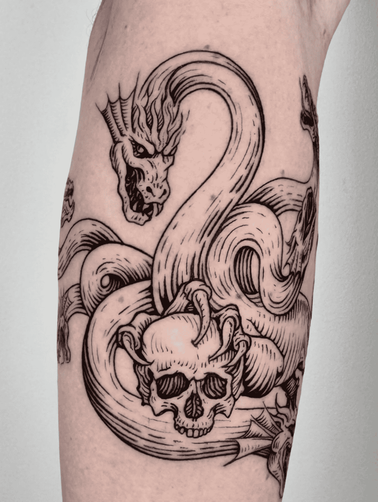 Hydra Skull Roman Mythology Tattoo