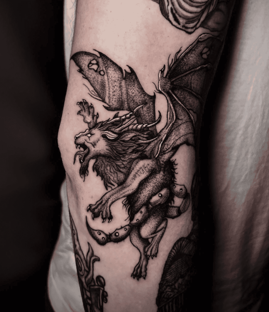 Manticore Fly Roman Mythology Tattoo