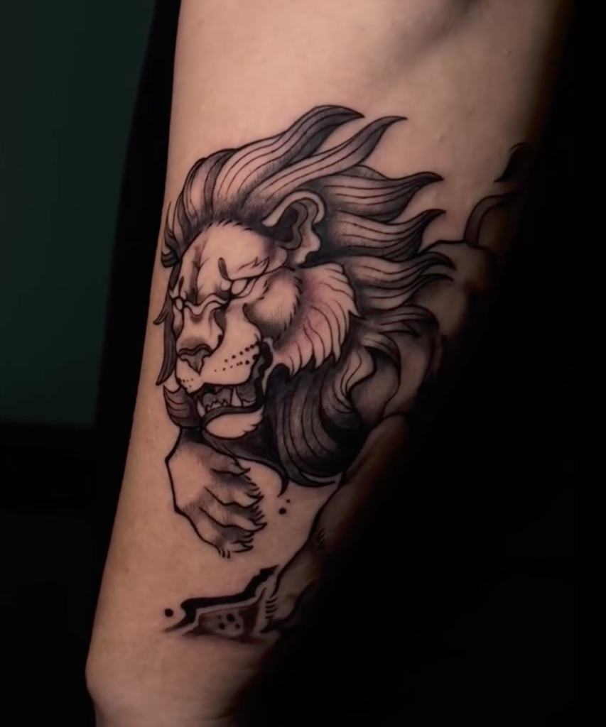 Nemean Lion Charge Roman Mythology Tattoo