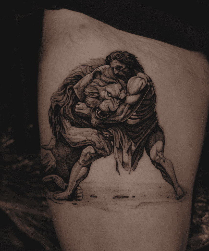 Nemean Lion Hercules Roman Mythology Tattoo