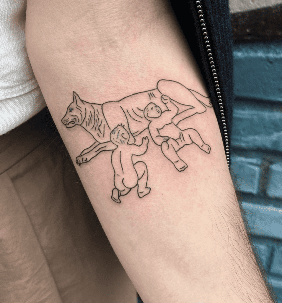 Romulus & Remus Wolf Roman Mythology Tattoo