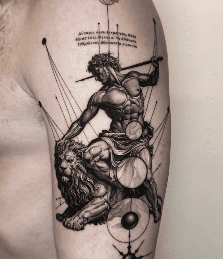 Hercules Lion Roman Mythology Tattoo