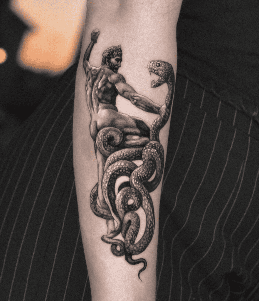 Hercules Snake Roman Mythology Tattoo