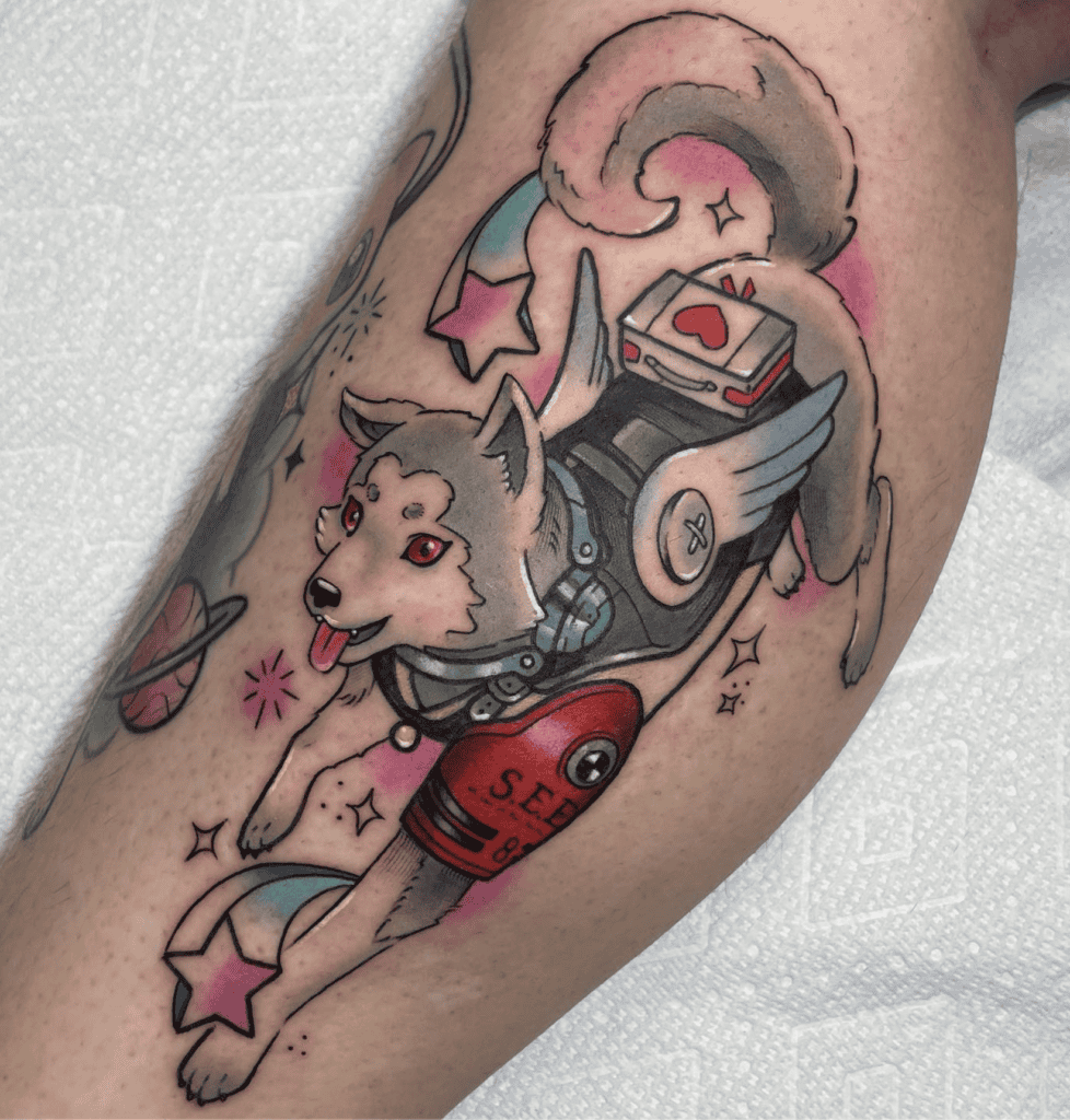 Koromaru Pose Persona Tattoo