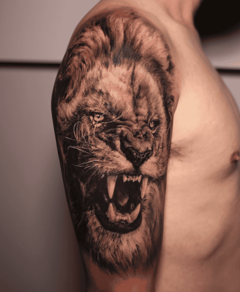African Roar Lion Tattoo