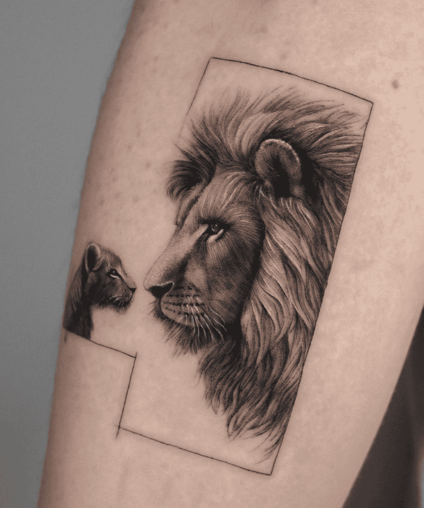 Asiatic Frame Lion Tattoo