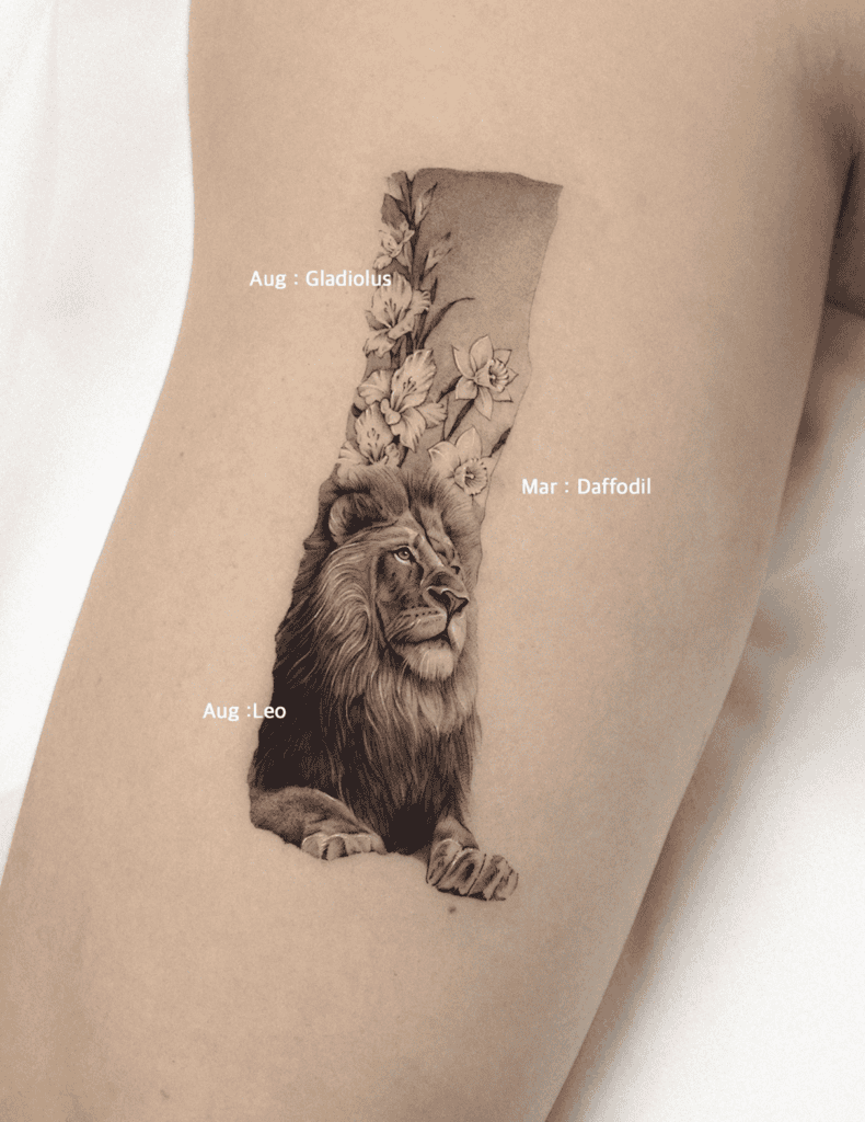 Cape Frame Lion Tattoo