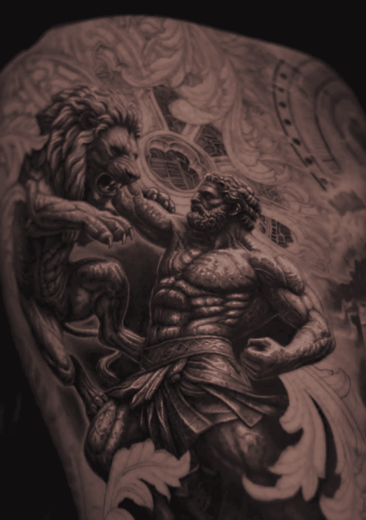Nemean Lion Battle Tattoo