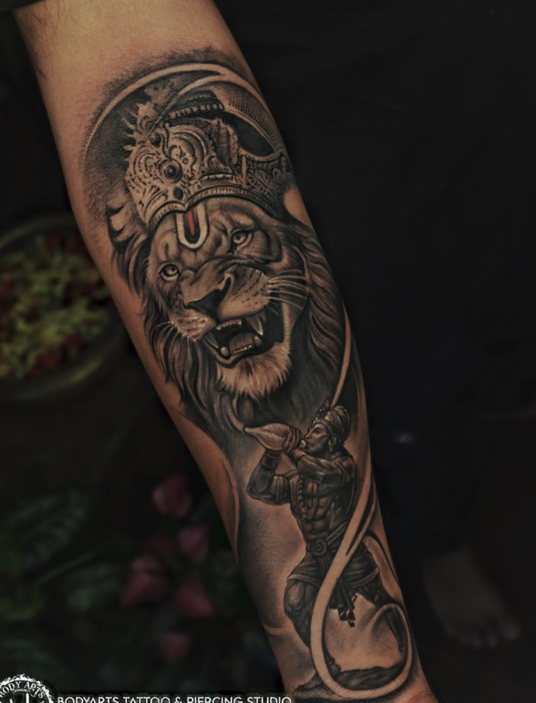 Narasimha Deity Lion Tattoo