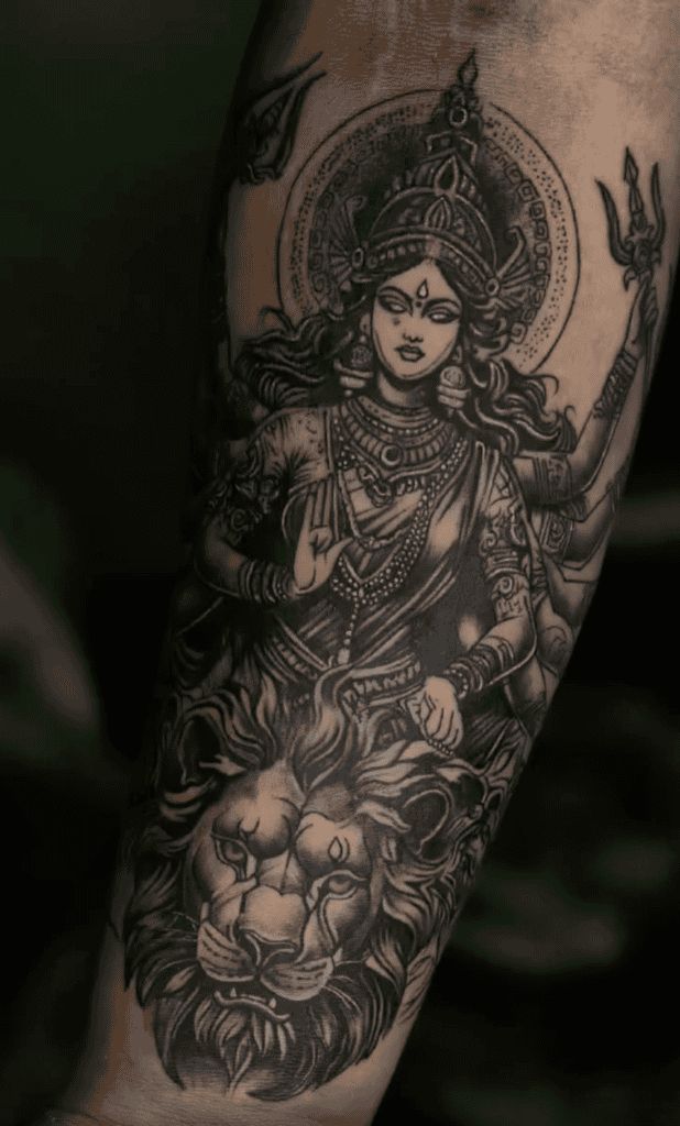 Durga Goddess Lion Tattoo