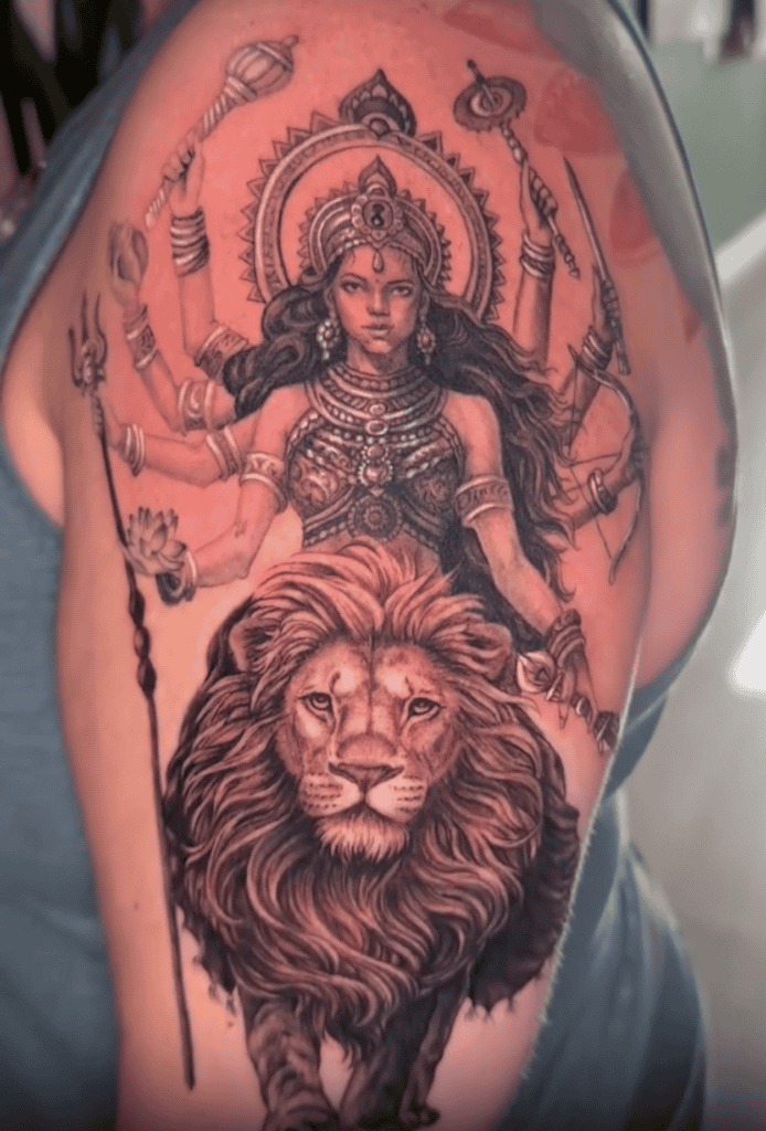 Durga Lion Tattoo